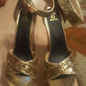 Gold Scene Heels